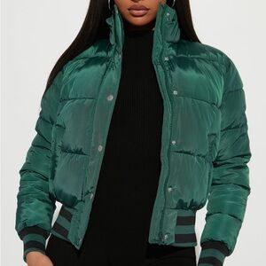 Fashion Nova Emerald Green Puffer Jacket